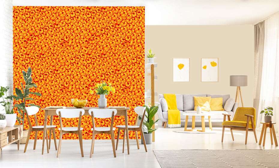 living room wall painting stencil idea